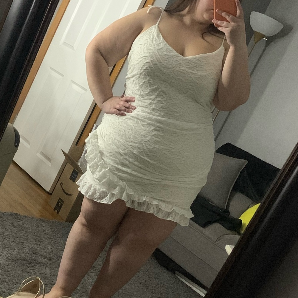 Plus wrap hem textured body con dress